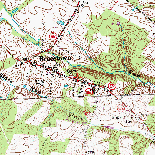 Topographic Map of Brucetown United Methodist Church, VA
