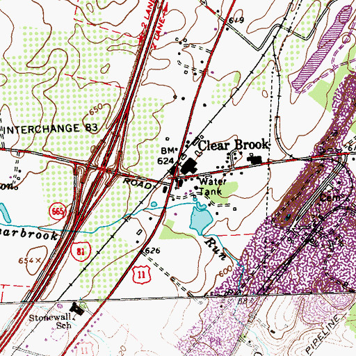 Topographic Map of Clearbrook Presbyterian Church, VA