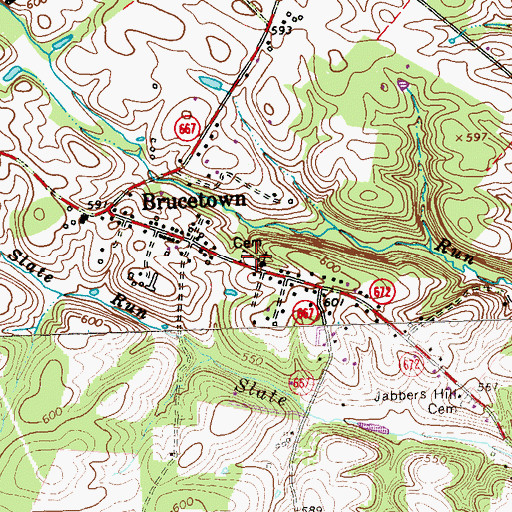 Topographic Map of Brucetown Cemetery, VA