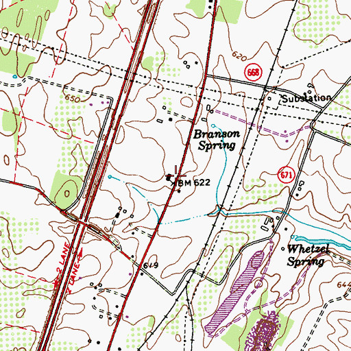 Topographic Map of Bransons School (historical), VA