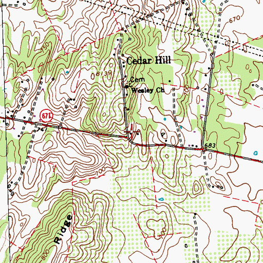 Topographic Map of Cedar Hill School (historical), VA