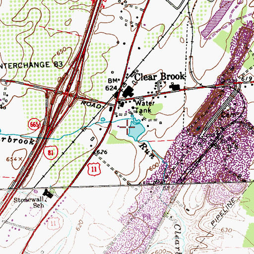 Topographic Map of Clearbrook Park, VA