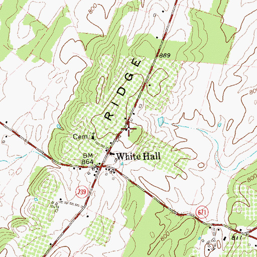 Topographic Map of White Hall School (historical), VA