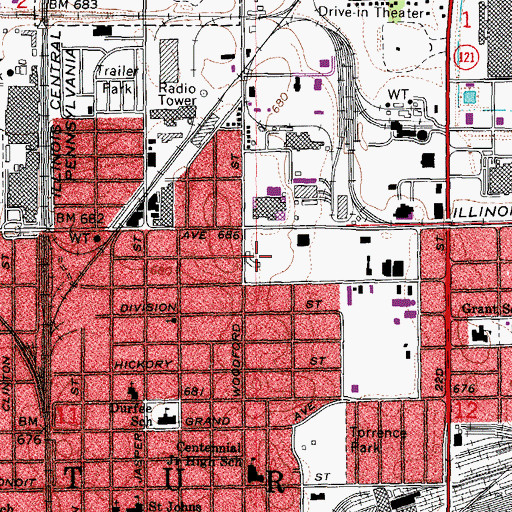 Topographic Map of Fans Field, IL
