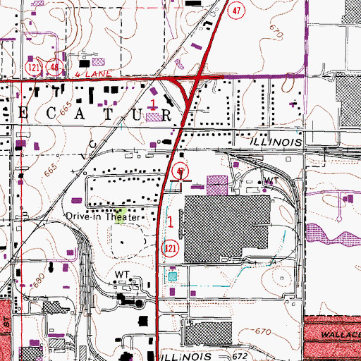 Topographic Map of Firestone Football Field, IL