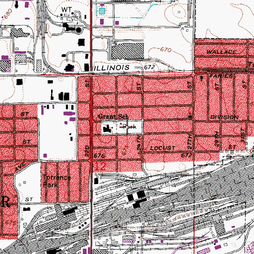 Topographic Map of Grant Park, IL