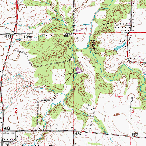 Topographic Map of Sand Creek Open Space Reservation, IL