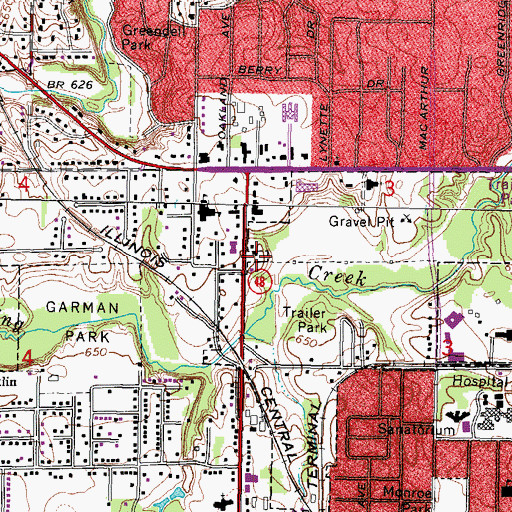 Topographic Map of Spring Creek Plaza Shopping Center, IL