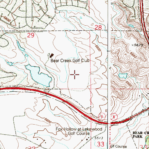 Topographic Map of Bear Creek Golf Club, CO