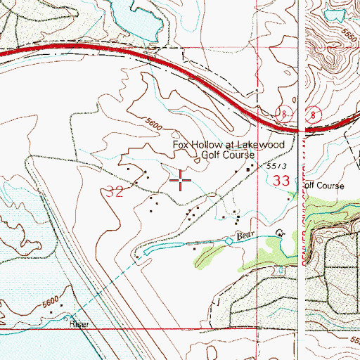 Topographic Map of Fox Hollow at Lakewood Golf Course, CO