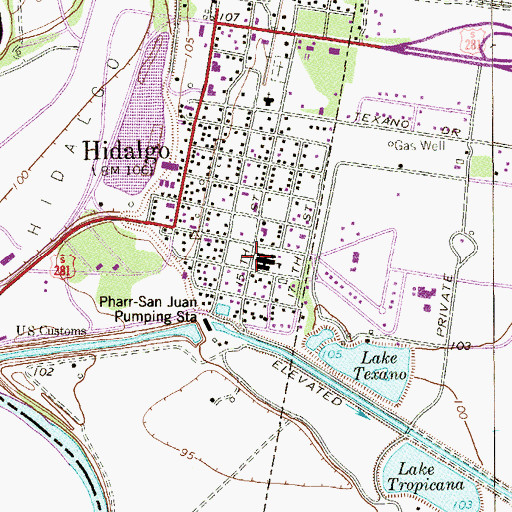 Topographic Map of Hidalgo Elementary School, TX