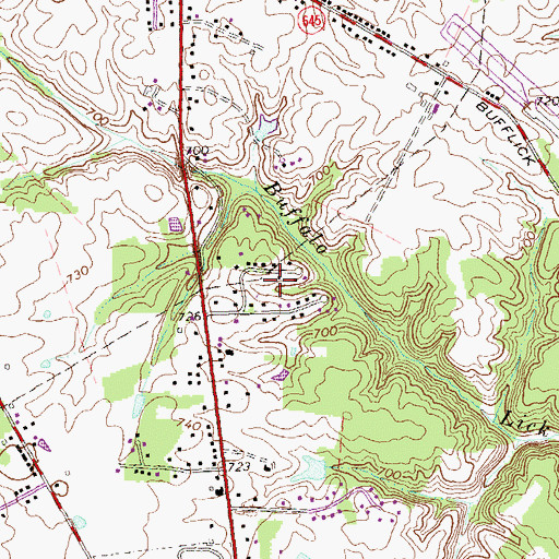 Topographic Map of Bufflick Heights, VA