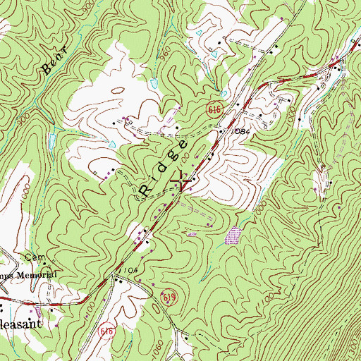 Topographic Map of Cabaniss, VA