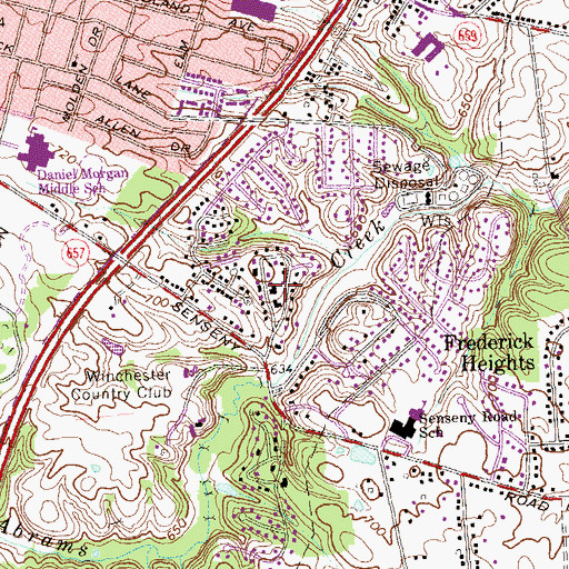 Topographic Map of Country Club Estates, VA