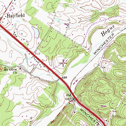 Topographic Map of Devland Estates, VA