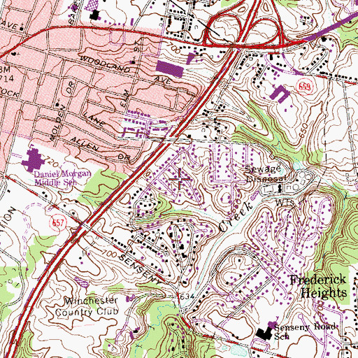 Topographic Map of Green Acres, VA