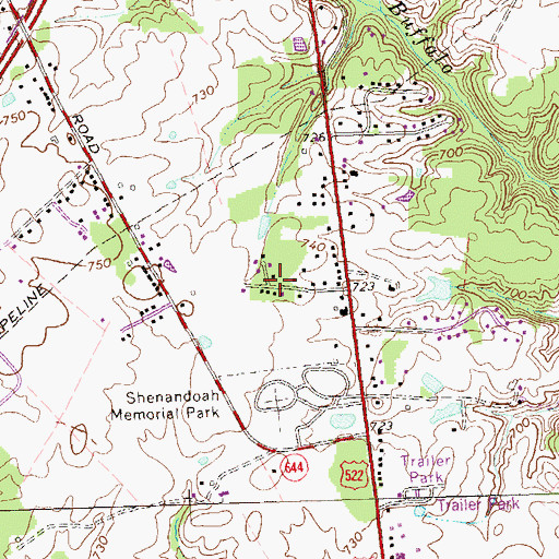 Topographic Map of Westwood, VA
