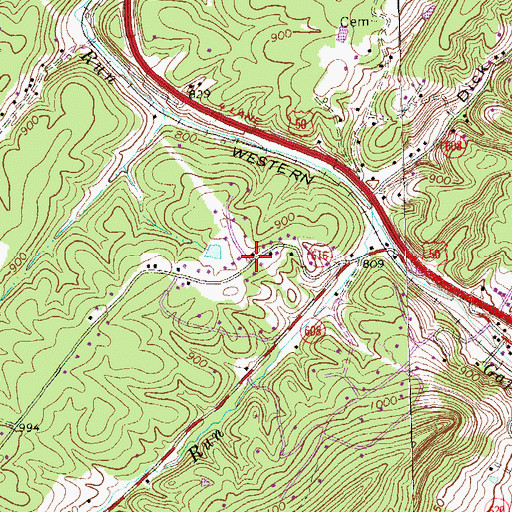 Topographic Map of Zeiger, VA