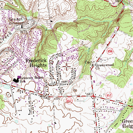 Topographic Map of Frederick Heights Neighborhood Park, VA