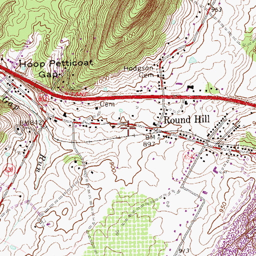 Topographic Map of Round Hill Neighborhood Park, VA