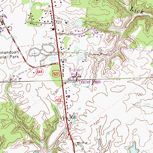 Topographic Map of Shenandoah Mobile Home Park, VA