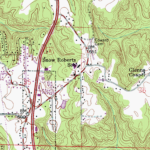 Topographic Map of Ebenezar Church, AL