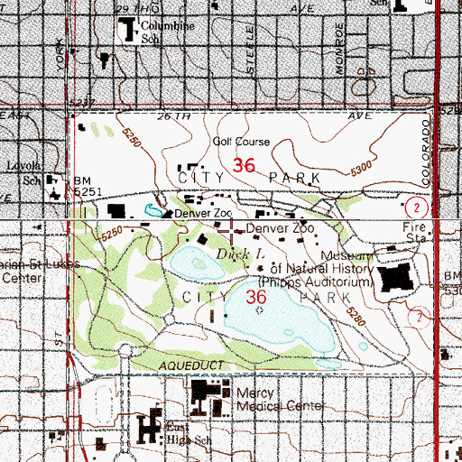 Topographic Map of Denver Zoo, CO