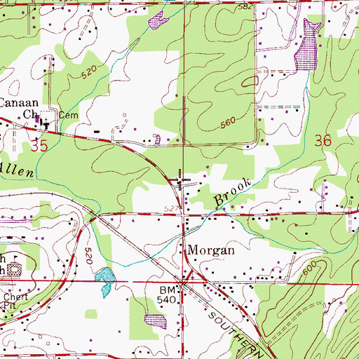 Topographic Map of Morgan Church, AL
