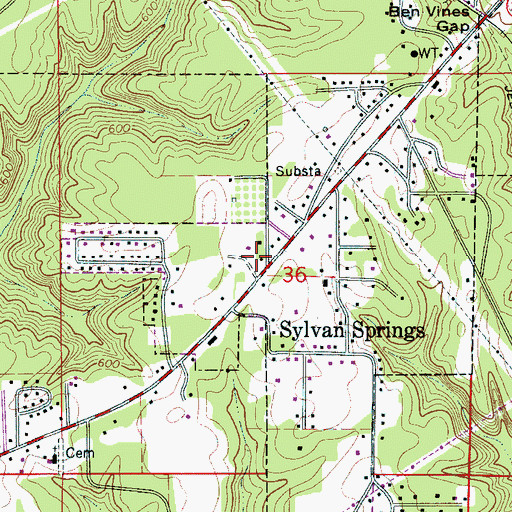 Topographic Map of Oak Grove Church (historical), AL