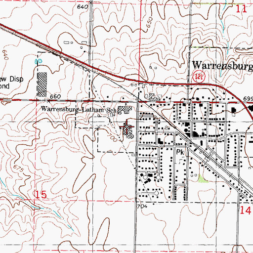 Topographic Map of Warrensburg - Latham Elementary - Middle School, IL