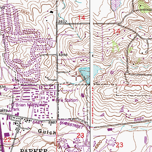 Topographic Map of Franktown Parker FPP-1 Dam, CO