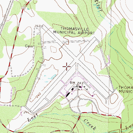 Topographic Map of Thomasville Army Air Field (historical), GA