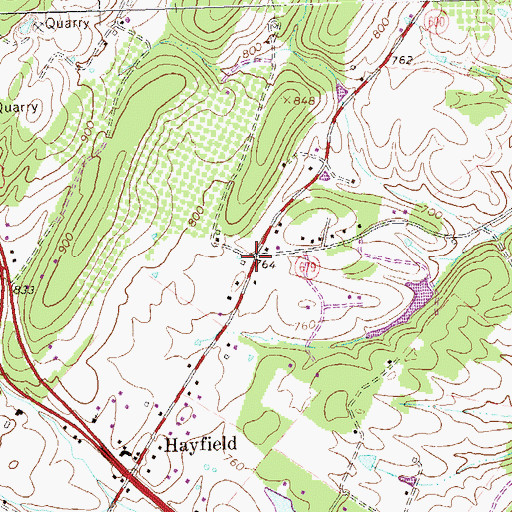 Topographic Map of Cross Roads School (historical), VA
