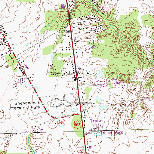 Topographic Map of Evandale School (historical), VA