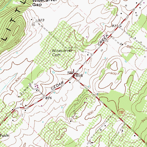 Topographic Map of Fawcetts School (historical), VA