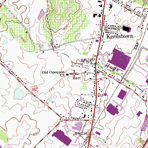 Topographic Map of Opequon Cemetery, VA