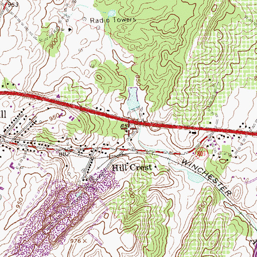 Topographic Map of Walnut Grove Building, VA
