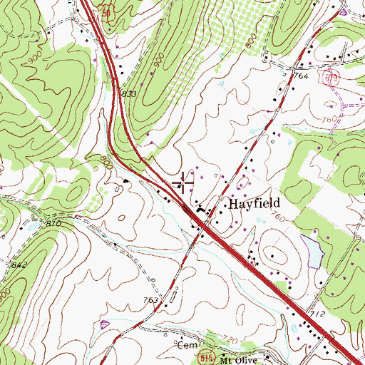 Topographic Map of Hayfield Assembly of God Church, VA