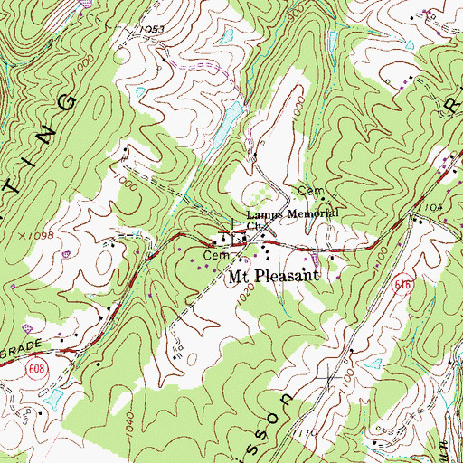 Topographic Map of Mount Pleasant United Methodist Church, VA