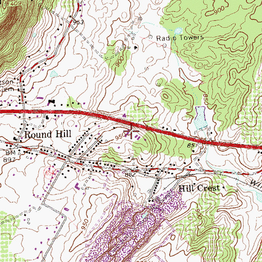 Topographic Map of Rosedale Baptist Church, VA