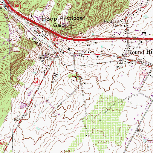 Topographic Map of Round Hill Presbyterian Church, VA