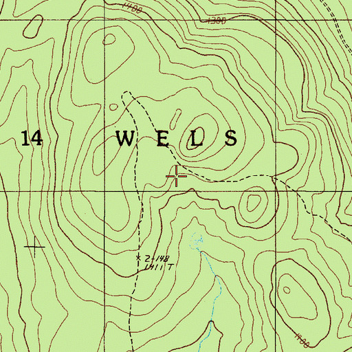 Topographic Map of T12 R14 WELS, ME