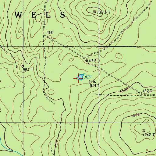 Topographic Map of T14 R11 WELS, ME