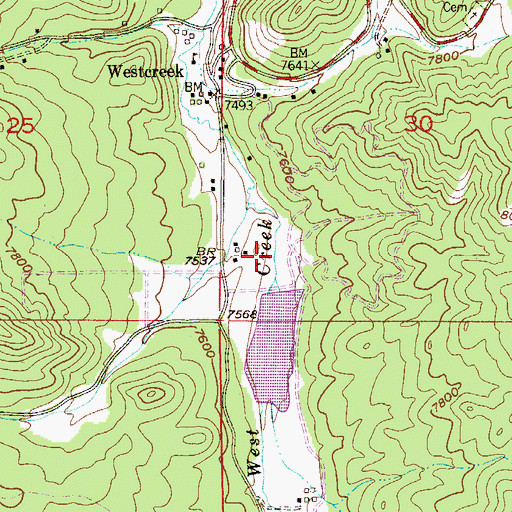 Topographic Map of J O Hill Dam, CO