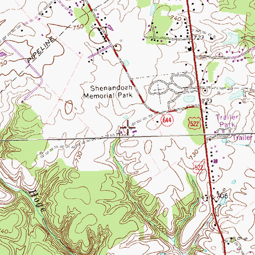 Topographic Map of Evendale, VA