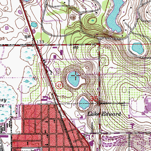 Topographic Map of Lake Caroline, FL
