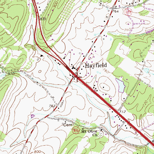 Topographic Map of Hayfield School (historical), VA