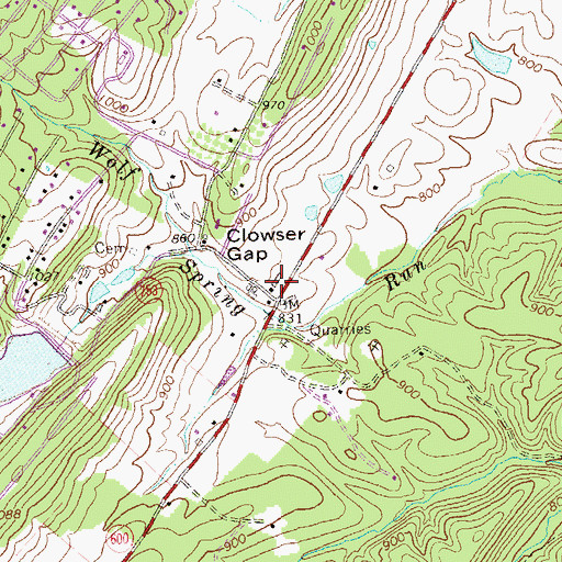 Topographic Map of Mountain View School (historical), VA