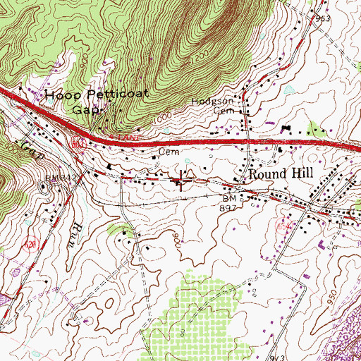Topographic Map of Round Hill School (historical), VA