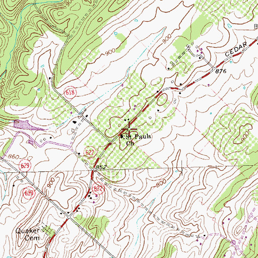 Topographic Map of Saint Pauls Cemetery, VA